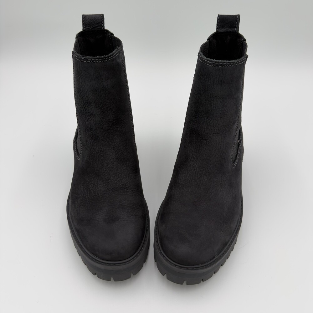 Timberland Women's Black Leather Chelsea Ankle Boots Pull-On Lug US 8 EU 39